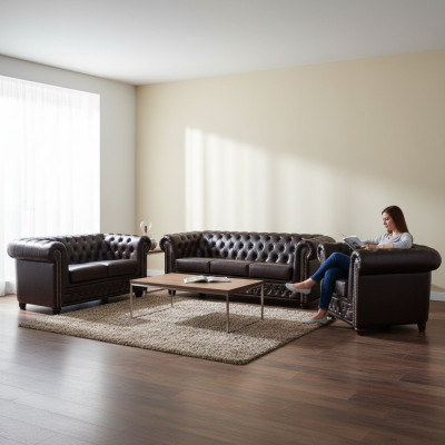 Sofá de cuero Chesterfield, juego de sofás, sofá, sofá, asiento, sofás, conjuntos nuevos