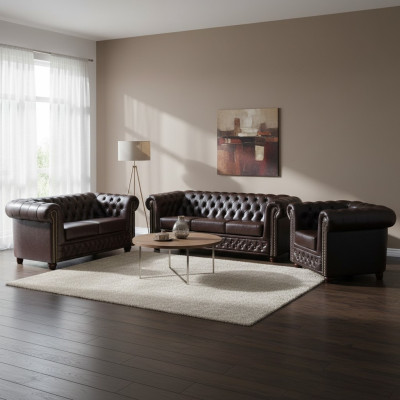 Sofá de cuero Chesterfield, juego de sofás, sofá, sofá, asiento, sofás, conjuntos nuevos