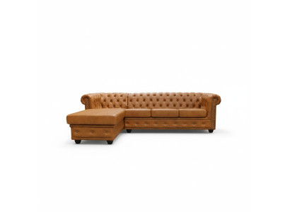 Sofá de cuero Chesterfield diván de sofá de esquina de cuero Sofá-Acolchado esquinas Sofás
