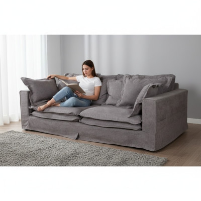 Sofá esquinero acolchado XXL moderno Couchen Polster Sofá grande Sofás de tela 240 cm Nuevos