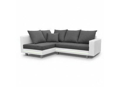 Diseño sofá esquinero en forma de L con función de cama, asiento sofá esquinero en textil acolchado LED