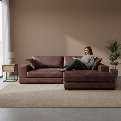 Diseño sofá esquinero Sofa Jan Sofá tapizado Asiento Sofás de esquina Cuero Nuevo Paisaje de salón