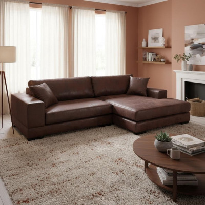 Diseño sofá esquinero Sofa Jan Sofá tapizado Asiento Sofás de esquina Cuero Nuevo Paisaje de salón