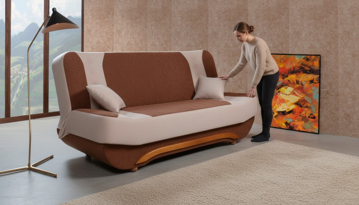 Sofá cama XXL de tela, sofá grande, sofá de 3 plazas, acolchado, multifunción, oficina