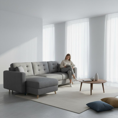 Sofá cama Sofá tapizado Funcional Sofá Salón Sofá esquinero con función de texto asiento