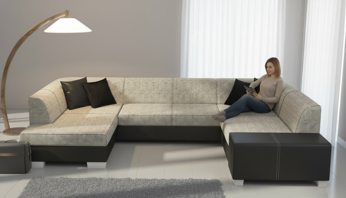 Sofá sofá moderno sofá cama sofá función de cama tapizado sofá esquinero
