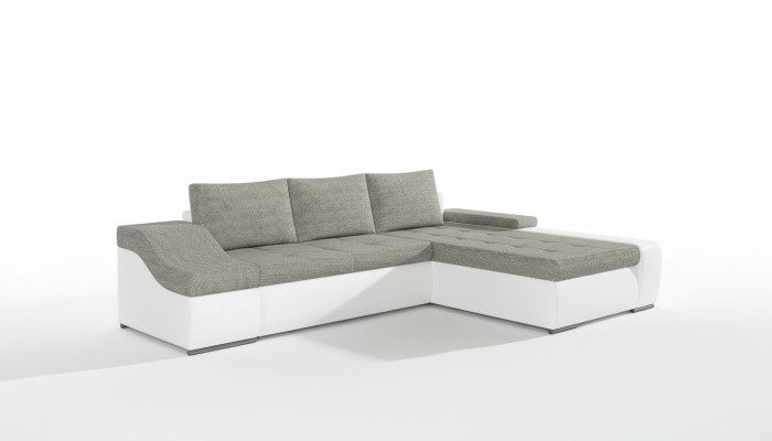 Sofá de esquina moderno Ontario con función de cama para salón de tela.
