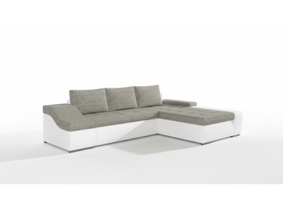 Sofá de esquina moderno Ontario con función de cama para salón de tela.