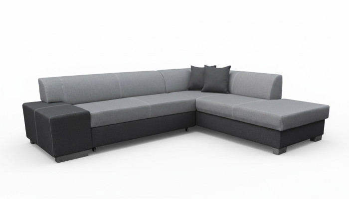Sofá esquinero de diseño moderno Porto con función de cama, sofá de tela.
