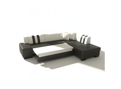Sofá esquinero de diseño clásico Porto II con función de cama, sofá de tela.