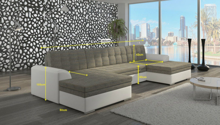 Diseño moderno Sofá esquinero Vento Función de cama Sofá de cuero Tapizado Textil Sofás