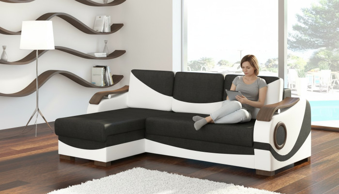 Función de cama Sofá cama esquinero Textil Tela Sofá Tapizado Conjunto