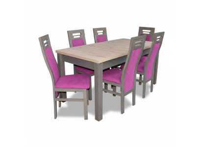 Mesa de comedor de madera moderna con juego completo de sillas, conjunto de 7 piezas.