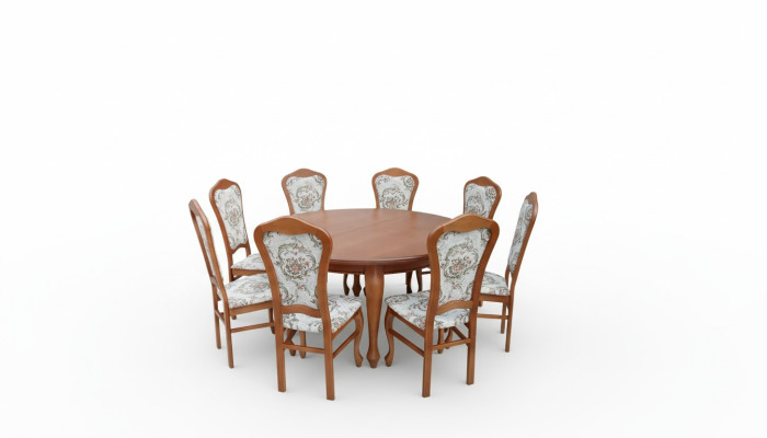 Mesa de comedor conjunto mesa + 8x sillas silla conjunto de comedor redondo redondeado