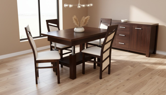 Mesa de diseñador + 4 sillas Conjuntos completos de decoración para salón y comedor