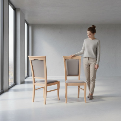 Silla de diseño de lujo tapizada Asientos de sillas de respaldo Oficina de comedor de madera maciza