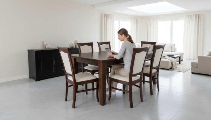 Mesa de diseño + conjunto de 6 sillas. Conjuntos completos de sala de estar y comedor.