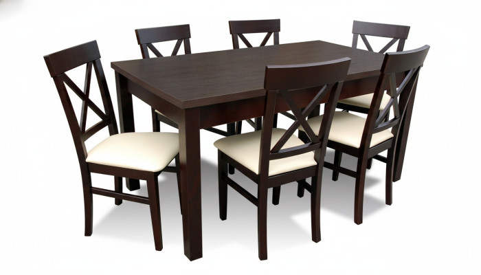 Mesa de comedor de diseñador + grupo de 6 sillas de comedor Mesa de madera de mesa