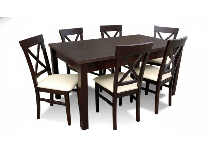 Mesa de comedor de diseñador + grupo de 6 sillas de comedor Mesa de madera de mesa