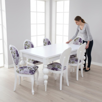 Mesa de comedor clásica con 6 sillas, conjunto de comedor, sillas, mesas