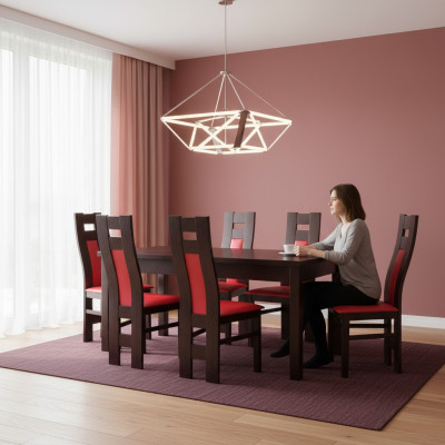 Mesa de comedor + conjunto de 6 sillas para sala de estar.