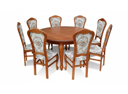 Clásica mesa redonda de madera diseño de comedor + 8 sillas