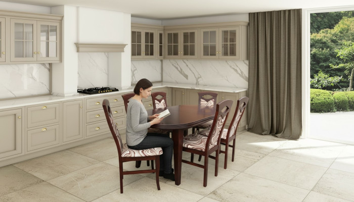 Juego de comedor clásico de mesa de madera con 6 sillas diseño de silla.