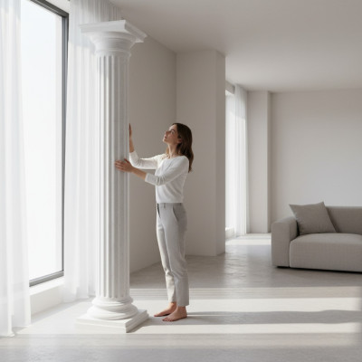 XXL Columna Griega Estilo Antiguo Diseño Columnas Soportes de Lujo Nuevo 214cm Grande Nuevo