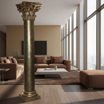 Columna dorada Soporte Columnas Estilo antiguo Hecho a mano Pintado a mano Mobiliario de hotel
