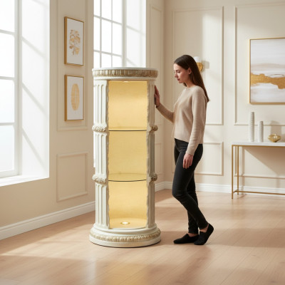 Vitrina Bar estante de vidrio Anfora Florero Florero de piso Columna Gabinete Vitrinas Estantes 1858