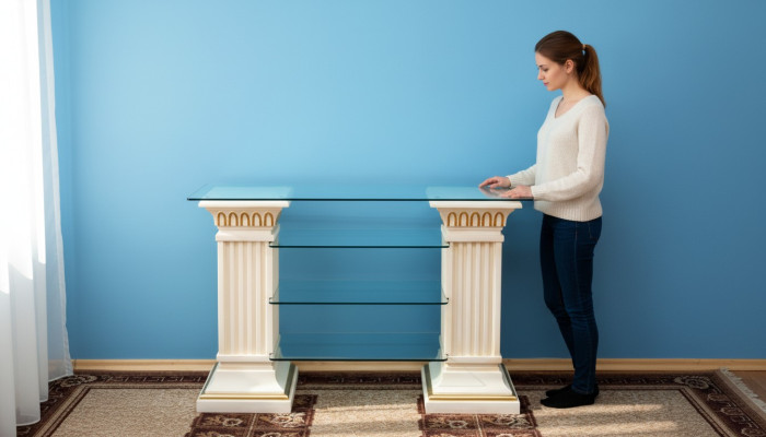 Diseño Vitrina Estantería de vidrio Columna Vitrinas Estantes Mueble de TV Salón 1871 Nuevo