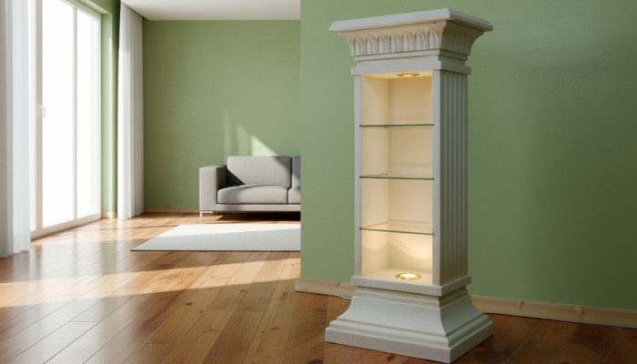 Diseño Vitrina Estante de Vidrio Columna Vitrinas Estantes Armario de CD Lámpara 6894 Nuevo