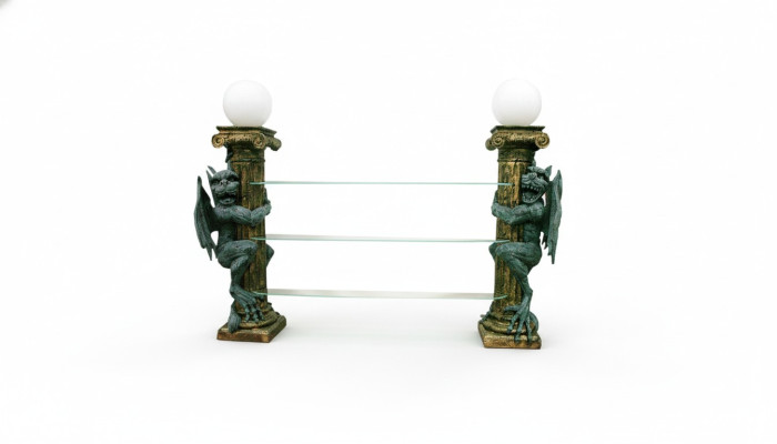 Diseño Vitrina Estante de cristal Columna Vitrinas Estantes Figuras decorativas Armario Lámpara 1835