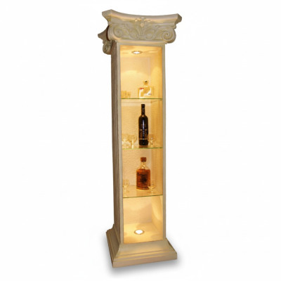 XXL Vitrina Bar Estante de Vidrio Fondo Biselado Armario Columna de Vitrina Sala de Estar 1851 Nuevo