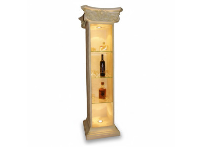 XXL Vitrina Bar Estante de Vidrio Fondo Biselado Armario Columna de Vitrina Sala de Estar 1851 Nuevo