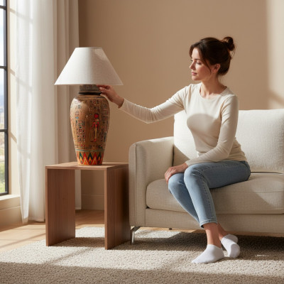 Lámpara de pie egipcia Lámpara de mesa Lámpara Lámparas Hecho a mano Luces Lámpara de pie