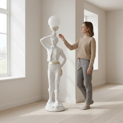 Talla natural Hindu soporte lámpara escultura lámpara decoración figura 160cm