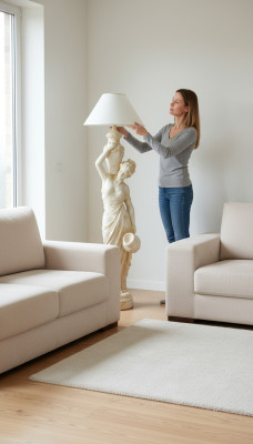 Lámpara de pie para salón, lámpara de diseño XXL, figura escultura nueva.