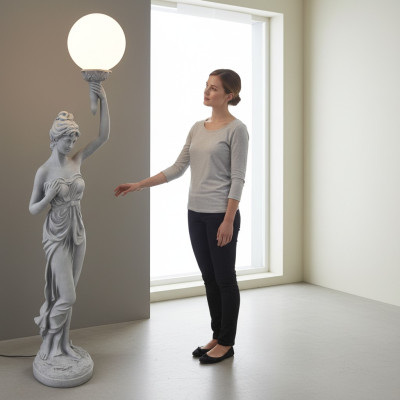 Lámpara de pie de diseño XXL para sala de estar, lámpara de pie, lámpara escultura figura nueva.