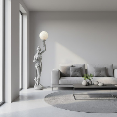 Lámpara de pie de diseño XXL para sala de estar, lámpara de pie, lámpara escultura figura nueva.