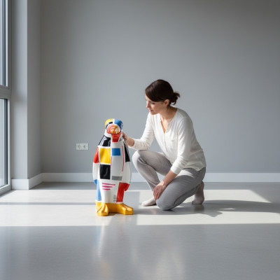 Figura de diseñador XXL hecha a mano, figuras pintadas, escultura, estatua, esculturas, pingüino.