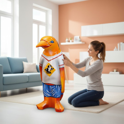 Diseño de lujo XXL 67cm figura escultura hecha a mano pingüino animal esculturas figuras