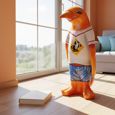 Diseño de lujo XXL 67cm figura escultura hecha a mano pingüino animal esculturas figuras