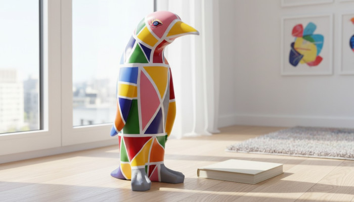 Diseño de lujo Figura Escultura Hecha a mano XXL 67cm Pingüino Esculturas de animales Figuras