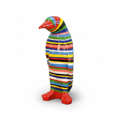 XXL figura de diseñador hecha a mano, figuras pintadas, escultura, esculturas, estatua de pingüino.