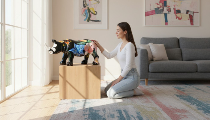 Diseño de figura de rinoceronte Nashorn estatua escultura figuras esculturas decoración decoración 3095 nuevo