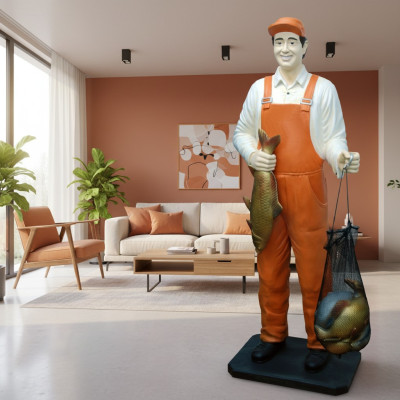 Diseño de la estatua de la figura del pescador Escultura de figuras Decoración Decoración 5661 Nuevo