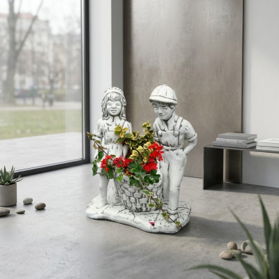 Maceta de jardín natural decorativa con figura de decoración para macetas y jarrones de jardin.