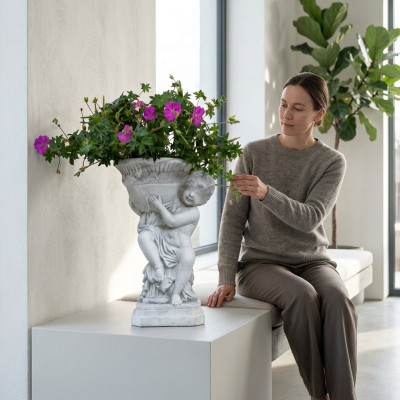 Naturaleza, maceteros de flores, decoración de figuras, jarrones, macetas, jardín.