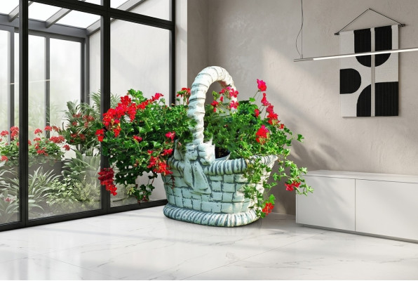 Figura Maceta de flores Maceta de plantas Decoración Blanca Figura Macetas de jardín